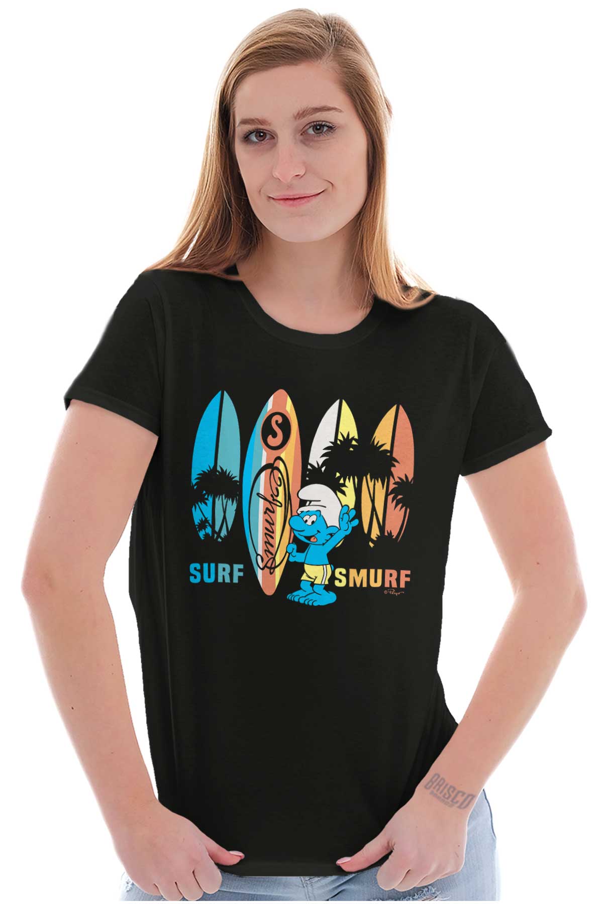 The Smurfs Surf Beach Vacation Women's T Shirt Ladies Tee Brisco Brands X