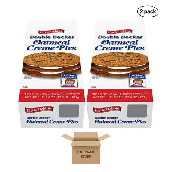 The Snack Store Bundle Double Decker Oatmeal Creme Pies, 3.9 oz, 2 Boxes of 6 Count, 12 Total Creme Pies!