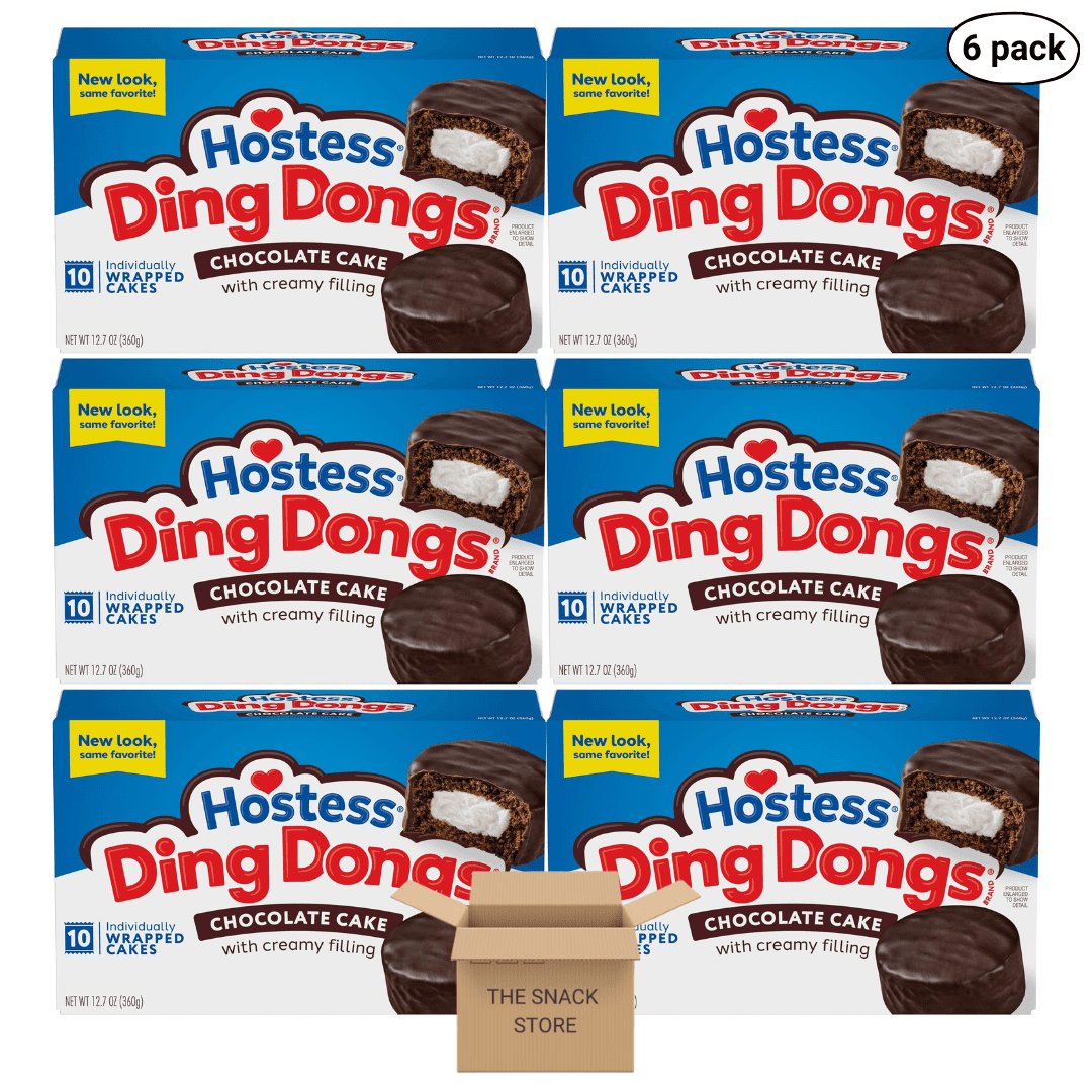 The Snack Store Bundle Hostess Ding Dongs Chocolate Cake With Creamy Filling, 12.7 oz, 6 Boxes of 10 Count, 60 Total Cakes!