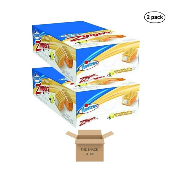 The Snack Store Bundle Hostess Iced Vanilla Zingers, 3.81 Ounce, 12 Count Triple Packs, 36 Total Zingers!