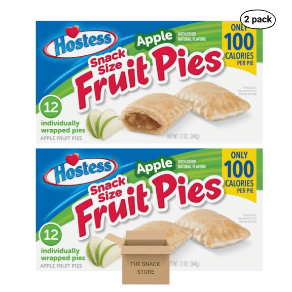 The Snack Store Bundle Hostess Snack Size Fruit Pies Apple, 12 oz, 2 Boxes of 12 Count, 24 Total Pies!