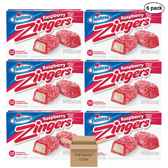 The Snack Store Bundle Hostess Zingers Raspberry, 13.4 oz, 6 Boxes of 10 Count, 60 Total Zingers!