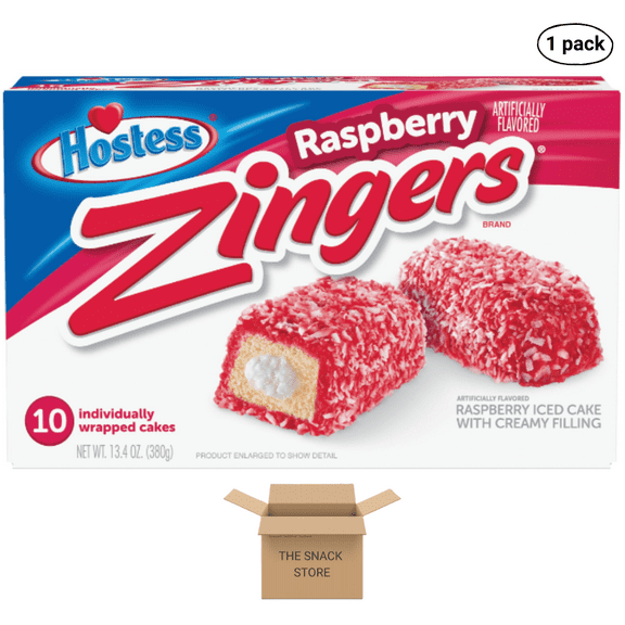 The Snack Store Hostess Zingers Raspberry, 13.4 oz, 1 Box of 10 Count!