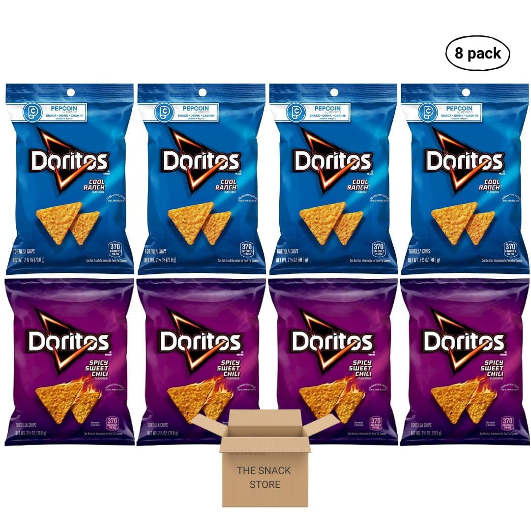 The Snack Store Variety Pack | Doritos Cool Ranch and Spicy Sweet Chili, Pack of 8 (2.5 oz Bags)