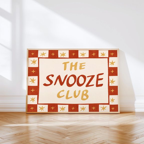 The Snooze Club Print Mid Century Modern Poster Horizontal Wall Decor UNFRAMED
