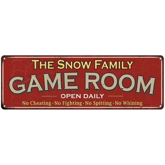 The Snow Family Gift Red Game Room Metal 6x18 Sign 206180038110
