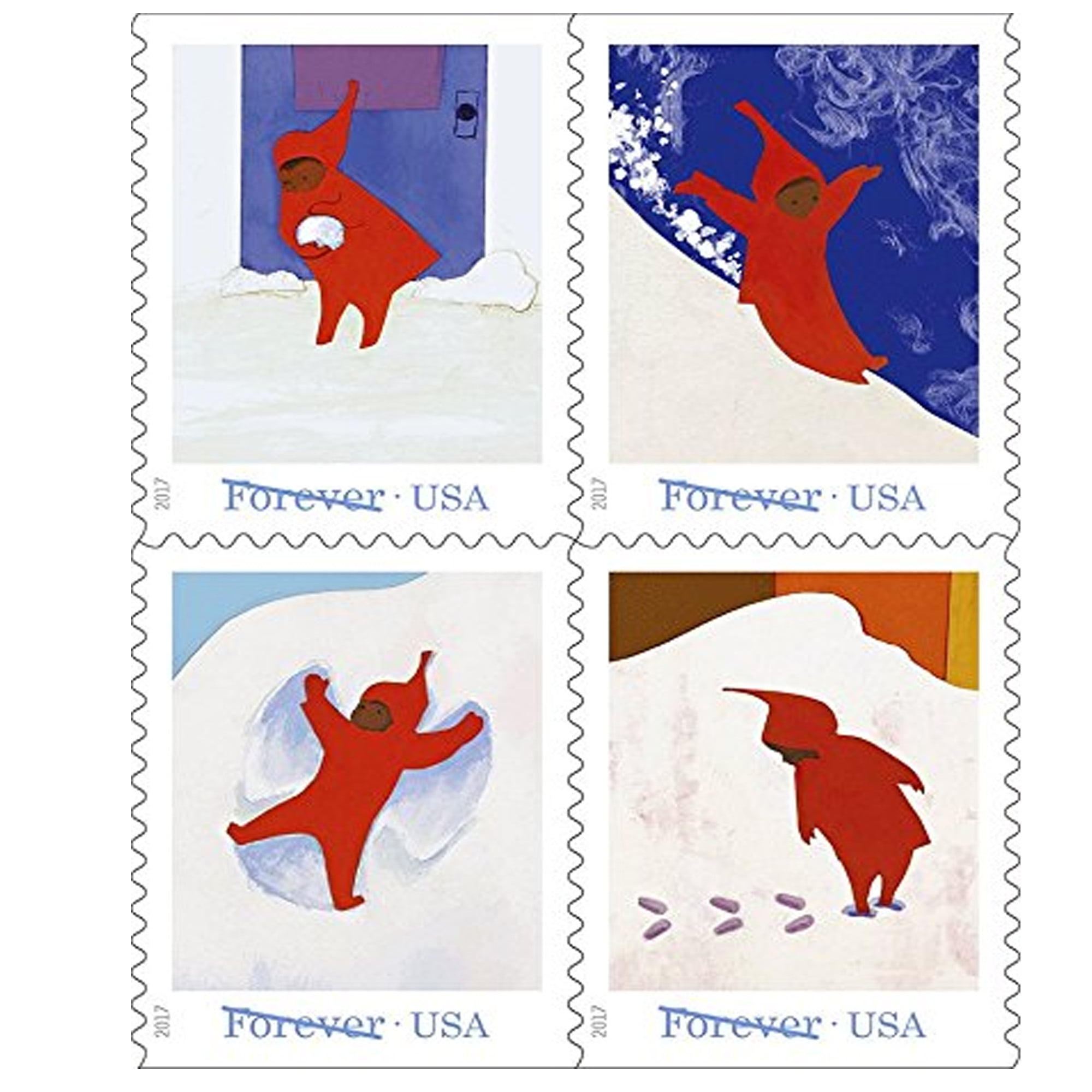 Winter Woodland Animals USPS Forever Postage Stamp 1 Book of 20 US First  Class Seasons Holiday Snow Habitat Gift Wedding Celebration Christmas