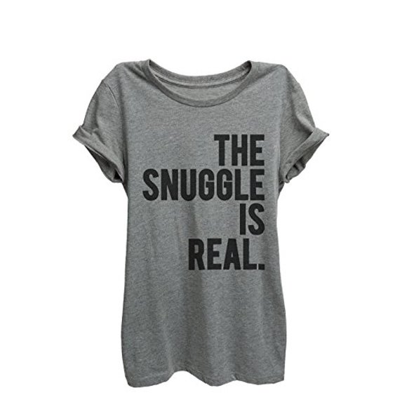 The Snuggle Is Real Relaxed T-Shirt Tee - Women - Deep Heather Grey - XX-Large