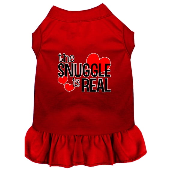 Dog Dress, Pet Dog Cat Dress Screen Printed, "The Snuggle Is Real"