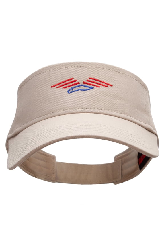 The Soaring Patriotic Eagle Embroidered Cotton Twill Sun Visor - Khaki OSFM