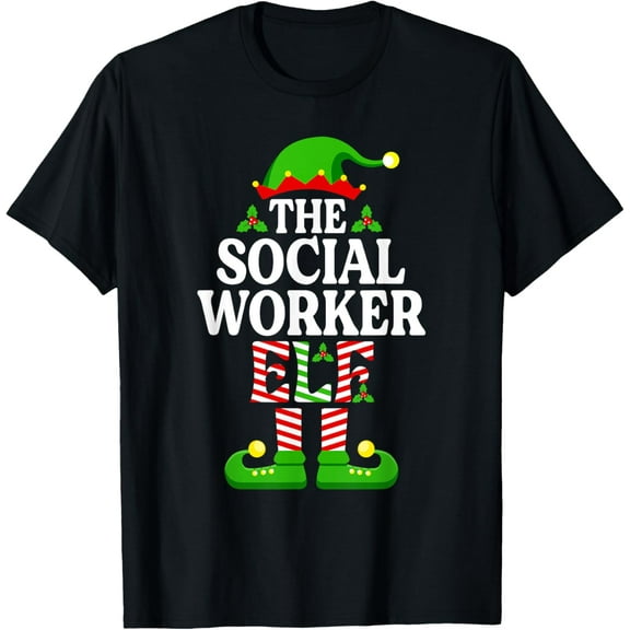The Social Worker Elf Shirt Funny Christmas Family Matching T-Shirt