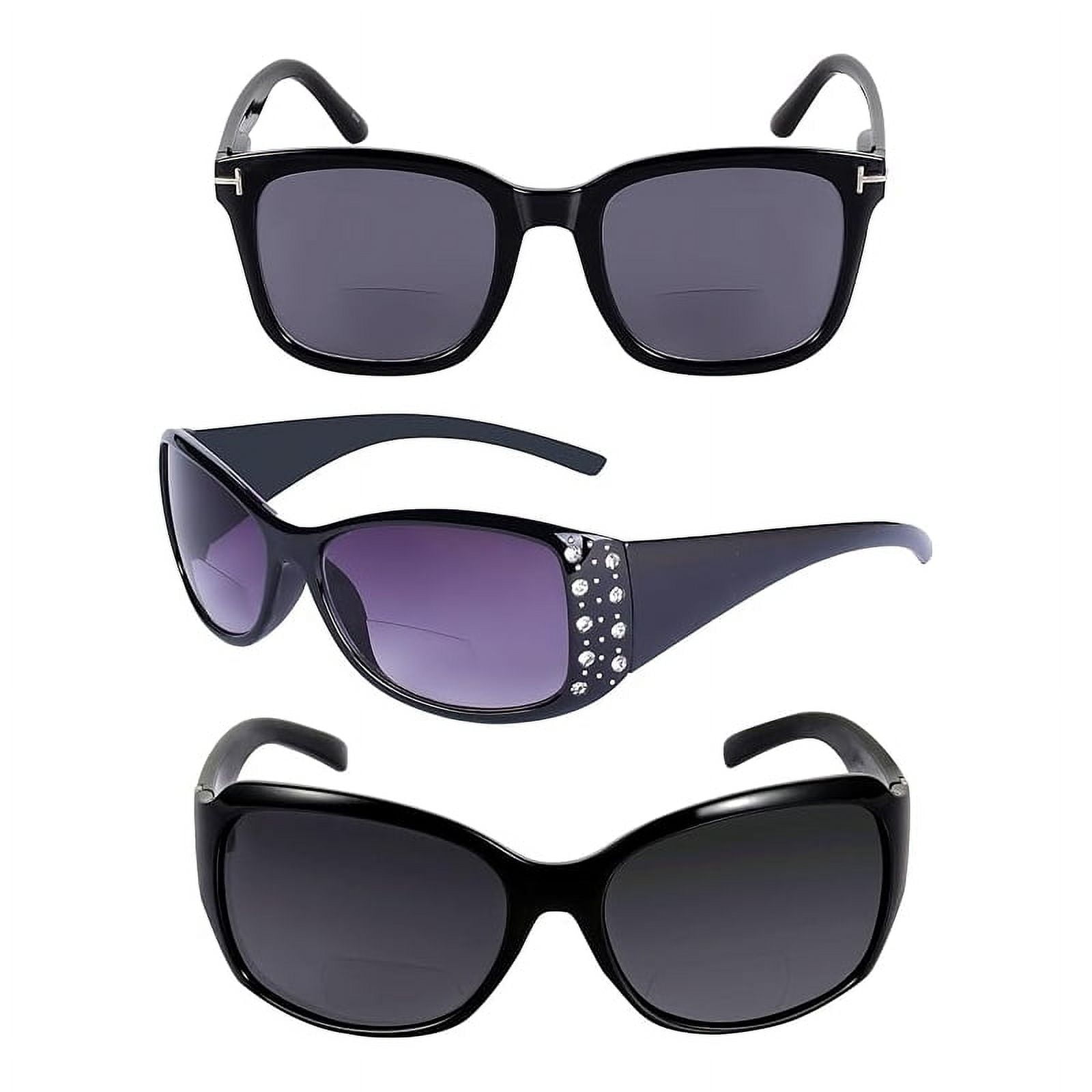 "The Socialites" 3 Pair of Our Most Popular Fashion Bifocal Reader Sunglasses for Women - Jet - 2.50
