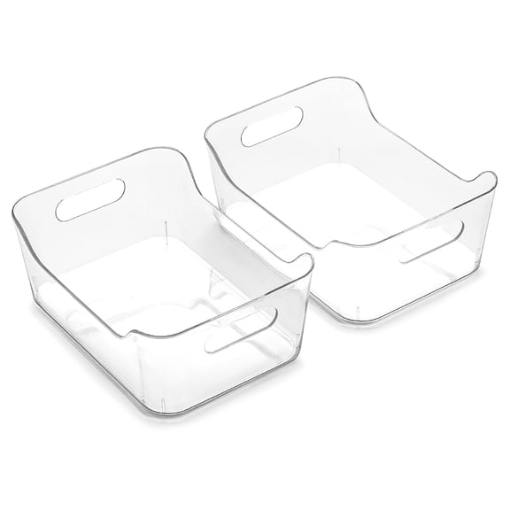 | The Soho Collection Plastic Storage Bins  X-small - 2 Pack Clear Pantry And Fridge Organizer Containers Kitchen Cabinet