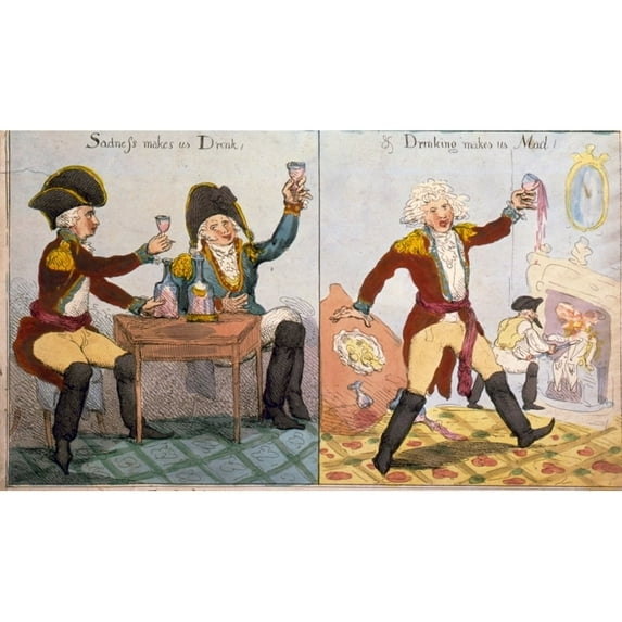 The Soldiers Definition Of Madness- Drink Which Leads To Madness. Color Etching By John Cawse History