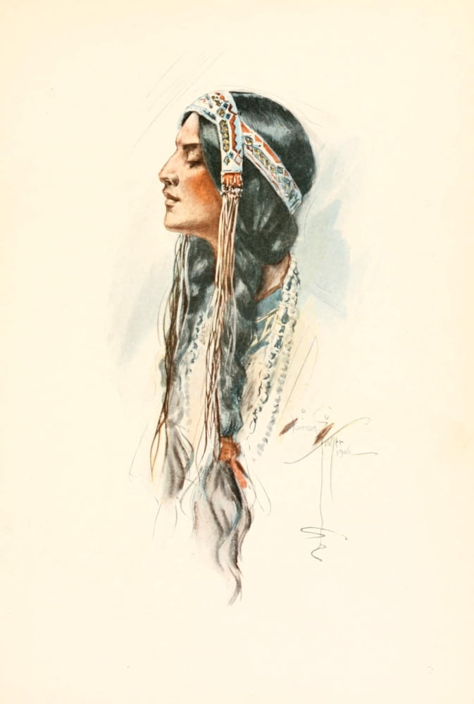 The Song of Hiawatha 1906 Red Indian squaw Canvas Art - Harrison Fisher (18 x 24)