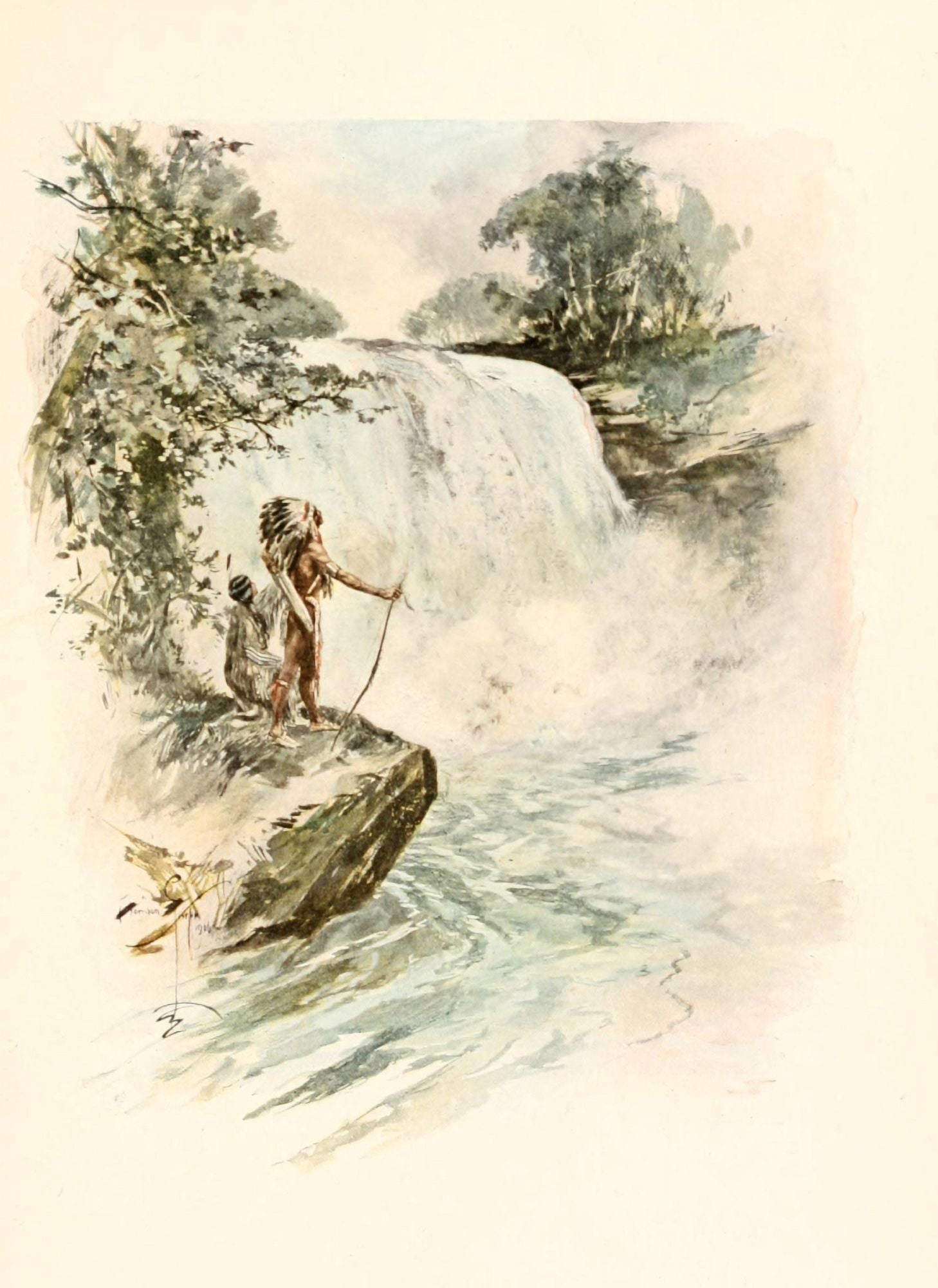 The Song of Hiawatha 1906 Waterfall Canvas Art - Harrison Fisher (18 x 24)