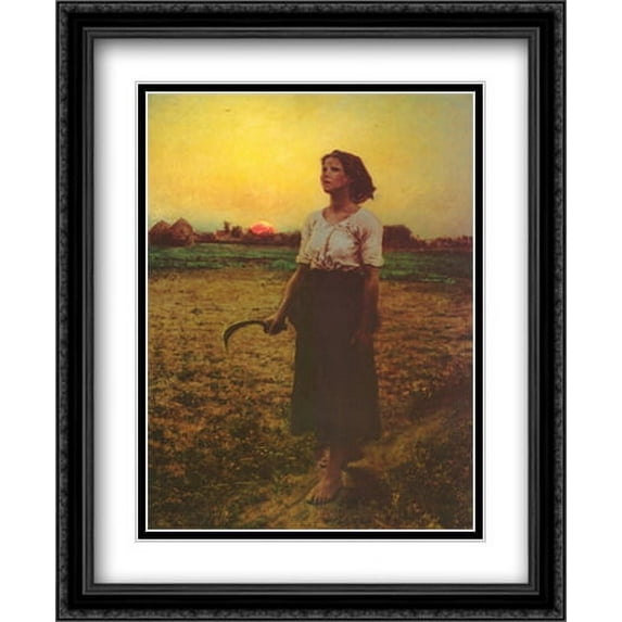 The Song of the Lark 2x Matted 22x28 Large Black Ornate Framed Art Print by Jules Breton