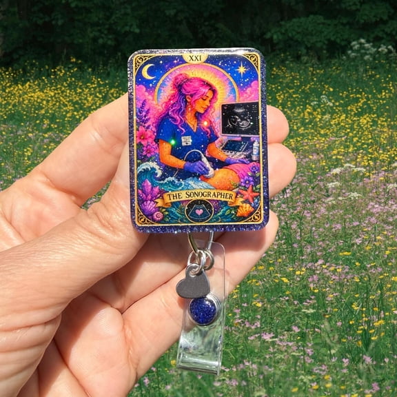 The Sonographer Tarot Badge Reel, Ultrasound, Spooky Badge Reel, Funny Badge Reel, Spooky Season, Halloween, Tarot Card Badge Reel