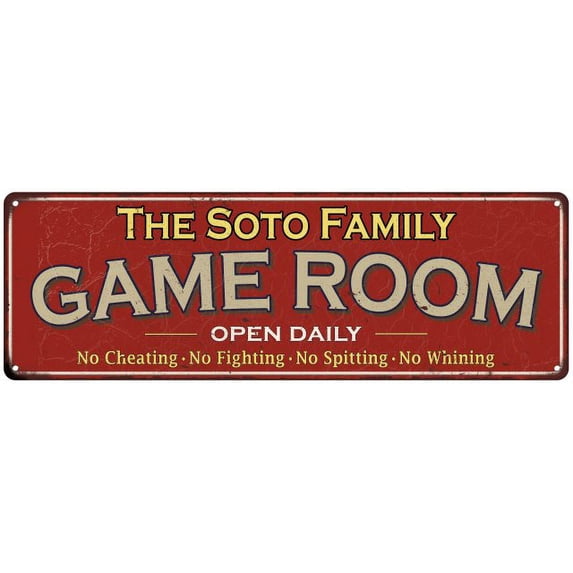 The Soto Family Red Game Room Metal 8x24 Sign 108240038049