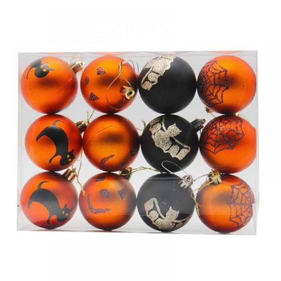 12pcs Halloween Hanging Balls Halloween Pumpkin Bat Spider Web Ball for Halloween Wreath Ornaments and Party Decoration