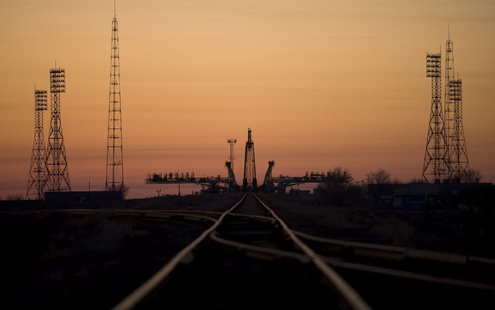 The Soyuz launch pad at the Baikonur Cosmodrome in Kazakhstan Canvas Art - Stocktrek Images (36 x 23)