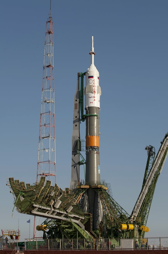 The Soyuz rocket shortly after arrival to the launch pad at the Baikonur Cosmodrome Canvas Art - Stocktrek Images (23 x 34)