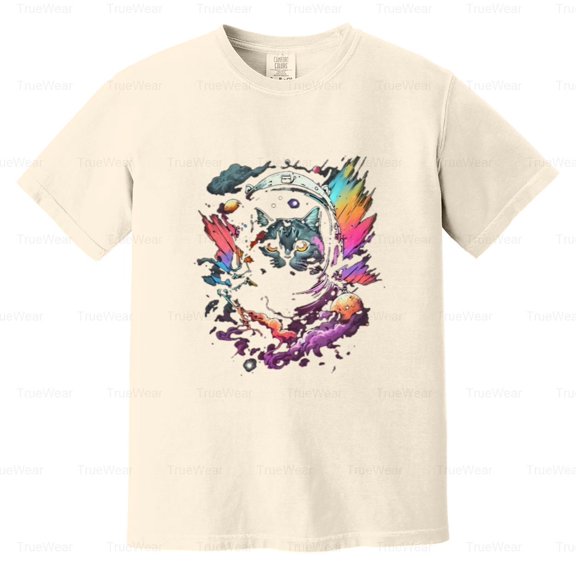 The Space Cat, Vintage, Astronaut, Feline, Pet Owner, Cosmic, Kitten, Fly Comfort Color T-Shirt Unisex, up to 4XL