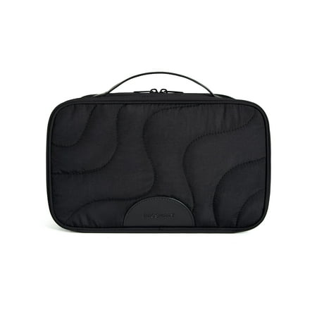 Bagsmart Unisex Large Capacity Toiletry Bag, Travel and Organizer Makeup Cosmetic Bag with Handle for Your Essentials, Men and Women, Black