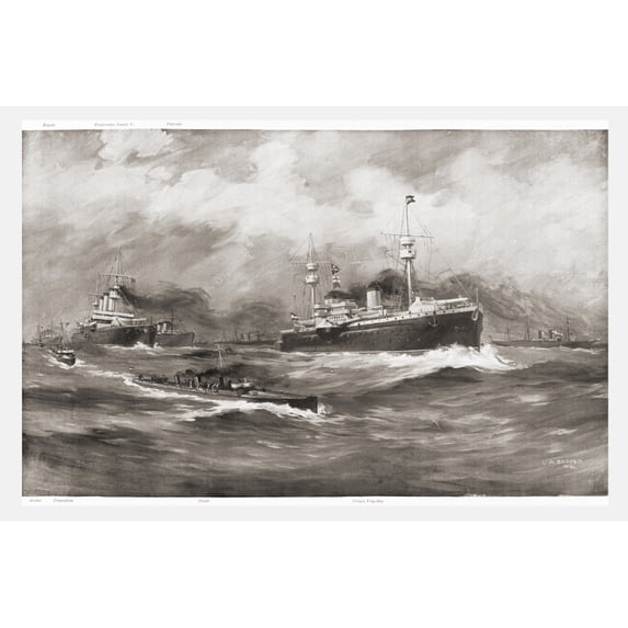 The Spanish Reserve Squadron Under Command Of Vice Admiral Cmara On Its Way To Port Said During The Spanish