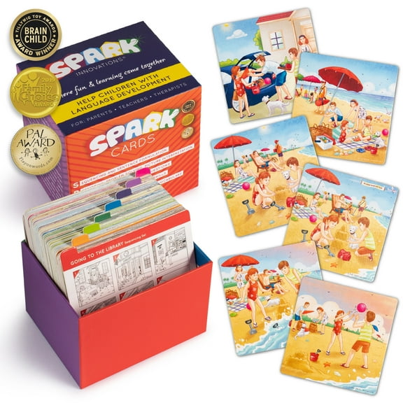 The Spark Innovations SPARK Story Sequencing Flash Cards with Question Cue Cards, Multicolor, 8 Count Pack