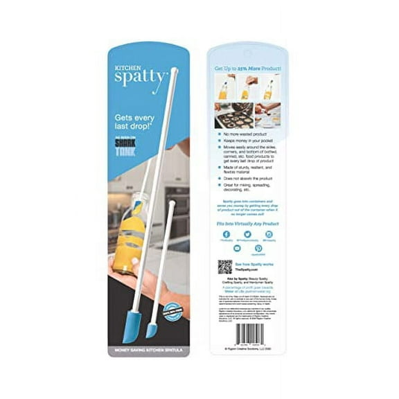 The Spatty & Spatty Daddy Last Drop Spatula, Two Piece Set (6" and 12") - Blue, Reusable, Flexible, As Seen On Shark Tank
