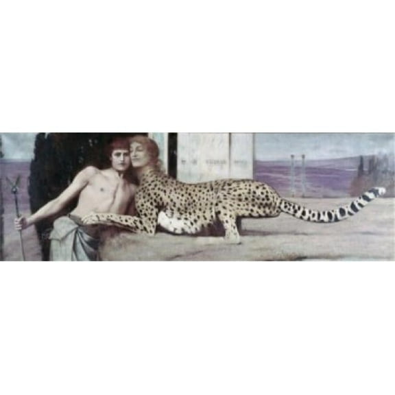 The Sphinx The Caress 1896 Fernand Khnopff 1858-1921 Belgian Oil on Canvas Royal Museums of Art & History Poster Print - 18 x 24 in.