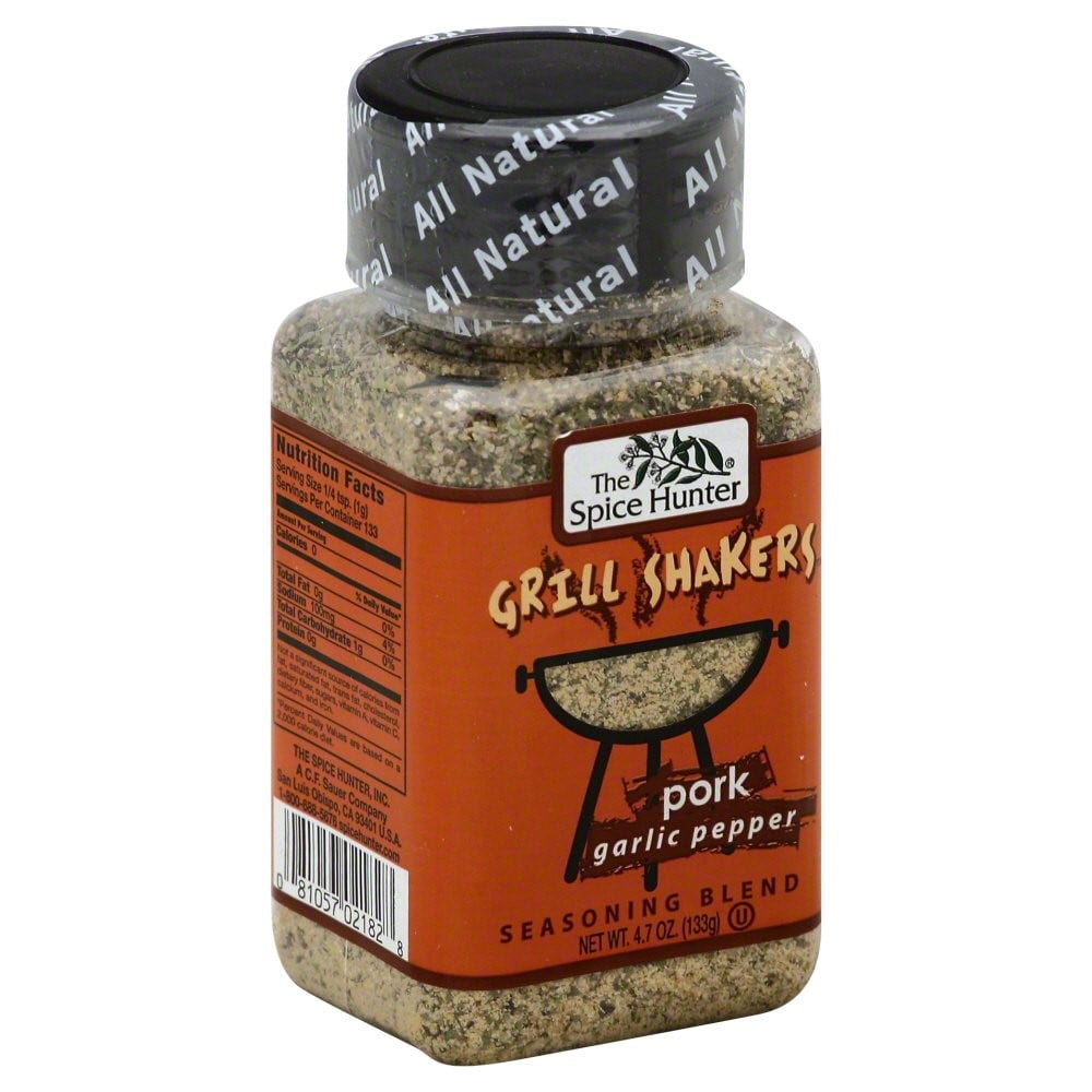 The Spice Hunter Grill Shakers Seasoning Blend, Pork, Garlic Pepper, 4.