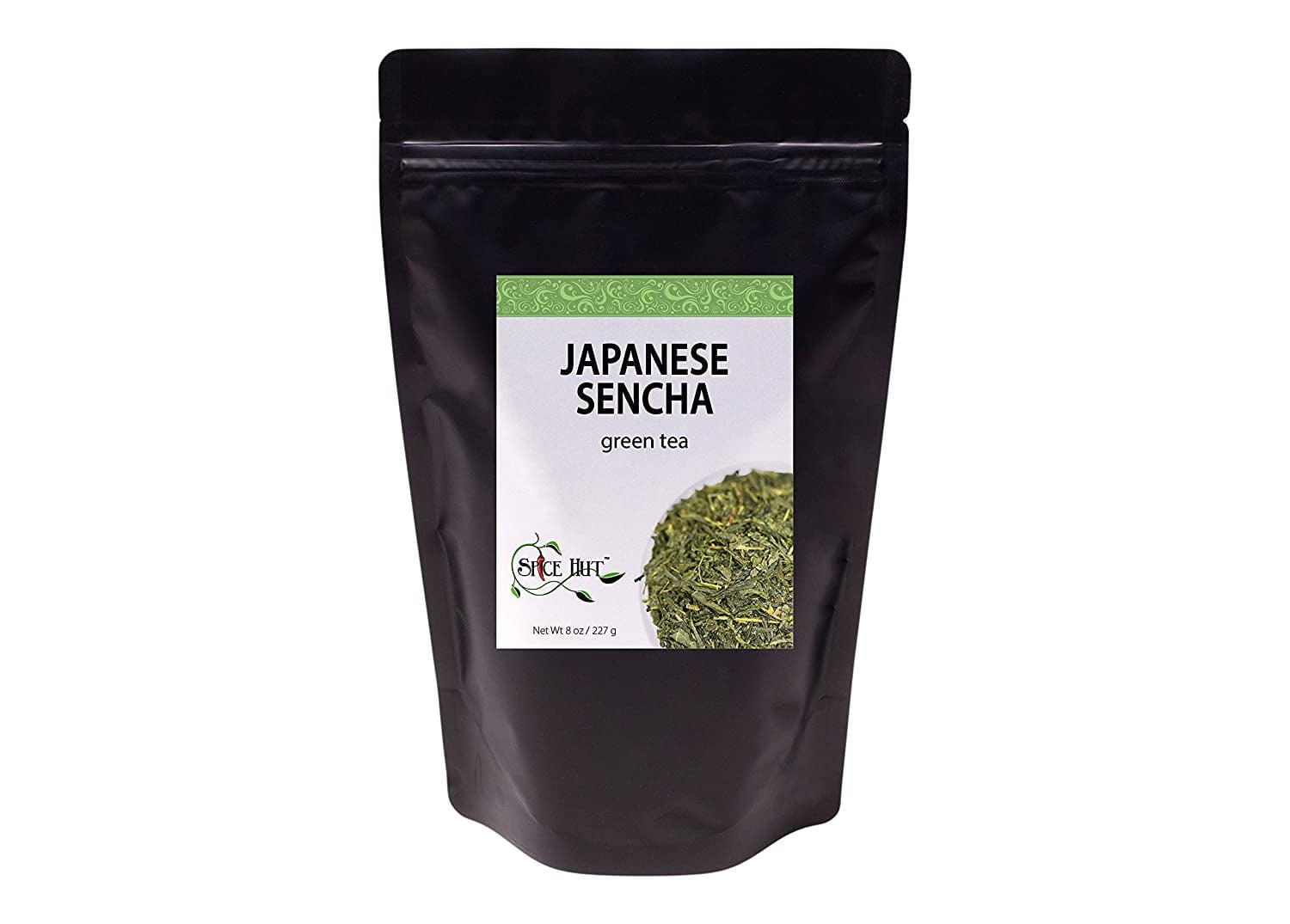 The Spice Hut - Japanese Sencha Green Tea, with Caffeine - Unflavored & Unsweetened Pure Green Tea, Makes 80-100 CUPS - 8oz Resealable Airtight Pouch