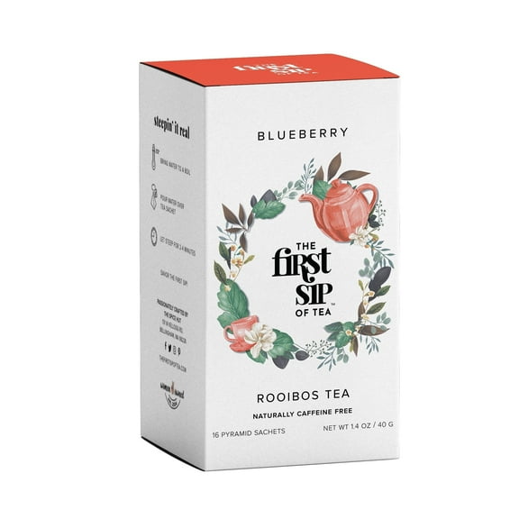 The Spice Hut - Rooibos Blueberry Tea Bags, Caffeine Free + Antioxidants, 16 Pyramid Tea Bags