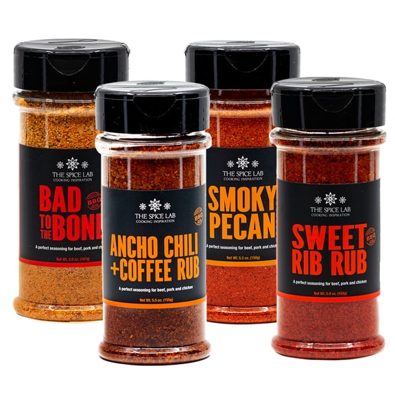 The Spice Lab BBQ Rub and Grilling Seasoning Gift Set, 4 Spice Shakers for Men