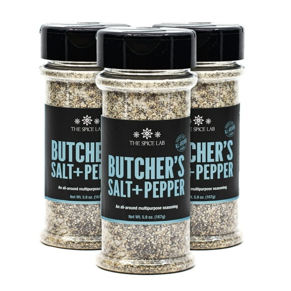The Spice Lab Butcher's Salt & Pepper Blend - Kosher Gluten Free All Natural Brand - 5.9oz. Shaker Jar - 3 Pack -7061