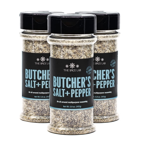 The Spice Lab Butcher's Salt & Pepper Blend - Kosher Gluten Free All Natural Brand - 5.9oz. Shaker Jar - 3 Pack -7061
