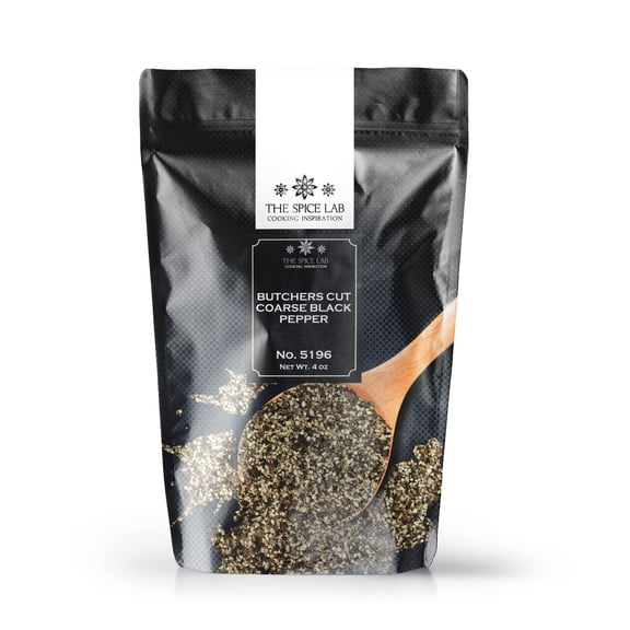 The Spice Lab Butchers Cut Black Pepper - Kosher Gluten-Free Non-GMO All Natural Peppers - 4 oz Resealable Bag - 5196