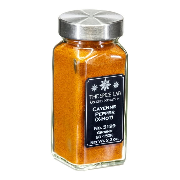 The Spice Lab Cayenne Pepper (X-Hot) - Kosher Gluten-Free Non-GMO All Natural Peppers - French Jar - 5199