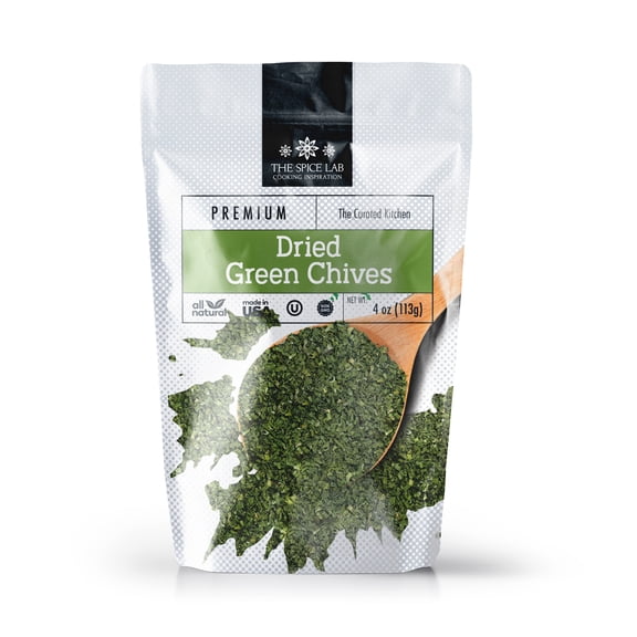 The Spice Lab Dried Green Chives / Dehydrated Green Onion - 4 oz Bag - All Natural Kosher Non GMO Gluten Free Spice - 5029