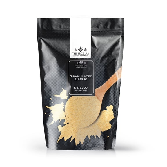 The Spice Lab Granulated Garlic - Gluten-Free Non-GMO All Natural Spice - 4 oz Resealable Bag - 5007