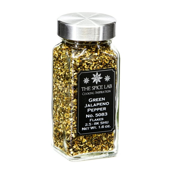 The Spice Lab Green Jalapeno Pepper Flakes, French Jar - All Natural Kosher Non GMO Gluten Free - 5083