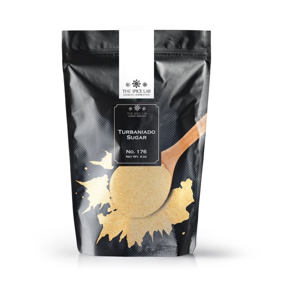 The Spice Lab Turbinado Sugar - All Natural Kosher Non GMO Gluten Free Sugar - 4 oz Resealable Bag - 5176