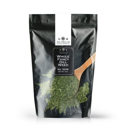 The Spice Lab Whole Fancy Dill Weed - Kosher Gluten-Free Non-GMO All Natural Spice - 4 Oz. Resealable Bag - 5038