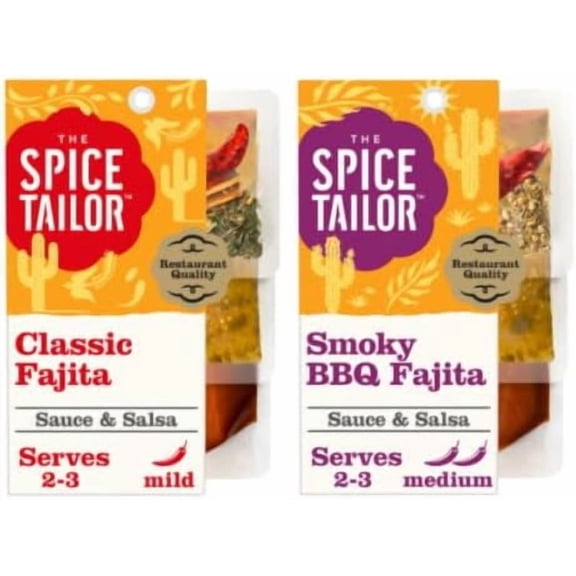 The Spice Tailor Fajita Sauce & Salsa, Classic and Smoky BBQ Variety Pack, Serves 2-3 - Restaurant Quality
