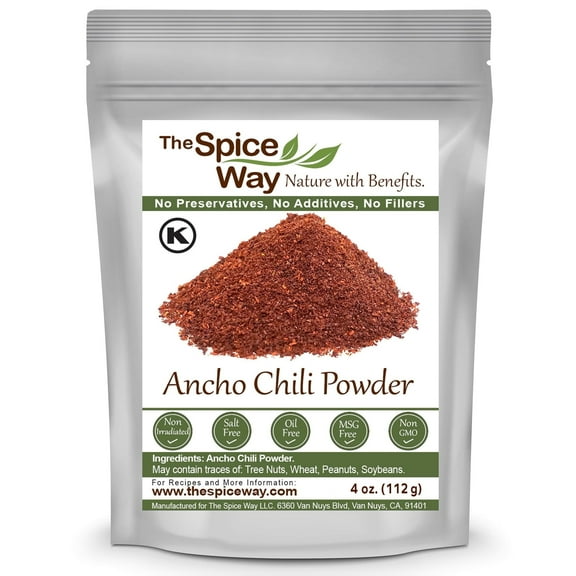 The Spice Way Ancho Chile - Pure Chili Powder Made from Fresh Dried Peppers with No Additives - 4oz