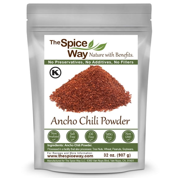 The Spice Way Ancho ChiliPowder - Mexican cuisine - All Natural Powdered Spice - Resealable Pouch - 32 oz.