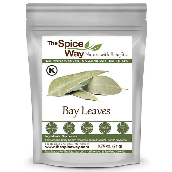 The Spice Way Bay Leaves - European, Asian and American cuisine Spice Blend – All Natural – Resealable Pouch – 0.75 Oz.