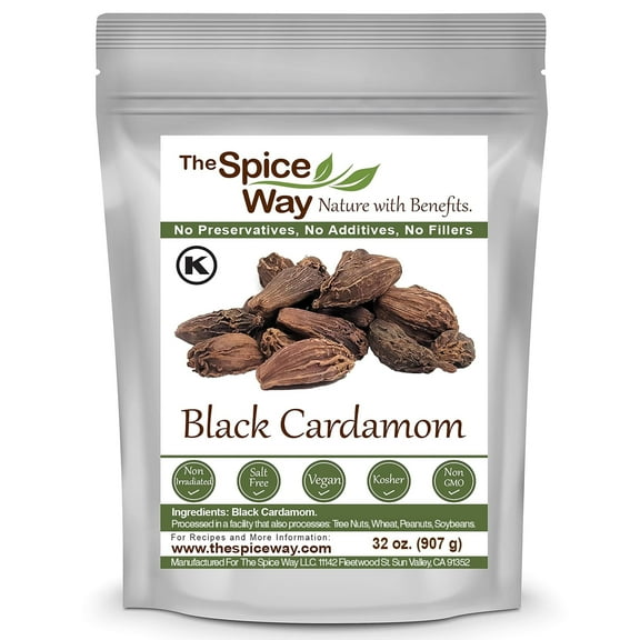 The Spice Way Black Cardamom Pods Chinese, Indian, and Vietnamese Cuisine, All Natural - 32 Oz.